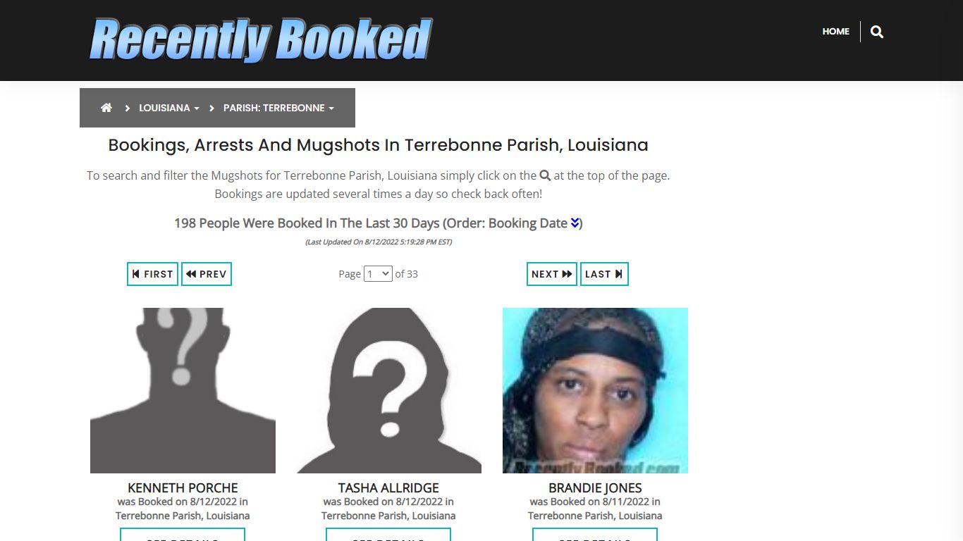 Recent bookings, Arrests, Mugshots in Terrebonne Parish ...