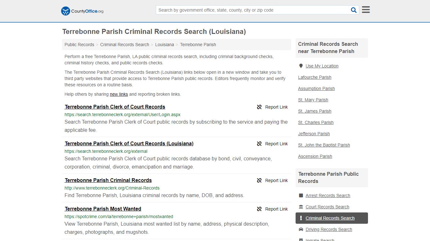 Criminal Records Search - Terrebonne Parish, LA (Arrests ...