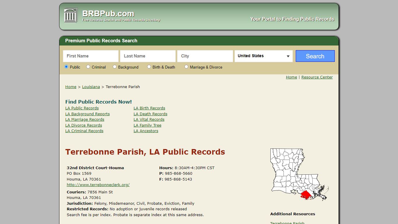 Terrebonne Parish Public Records | Search Louisiana ...